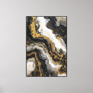 Arte de pared abstracto de mármol negro, blanco y 