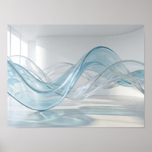 Arte de pared abstracto de olas de vidrio transpar