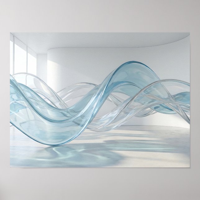 Arte de pared abstracto de olas de vidrio transpar (Frente)
