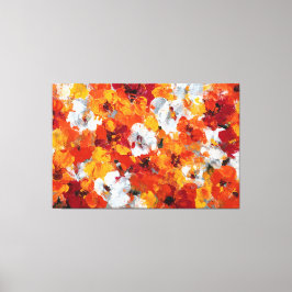 Arte de pared abstracto de pétalos naranjas y rojo
