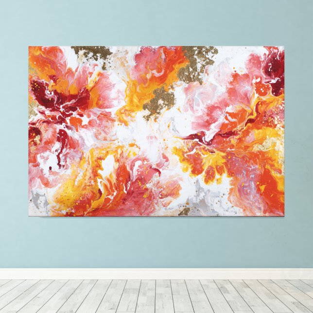 Arte de pared abstracto de remolino de oro ardient (Insitu (piso de madera))