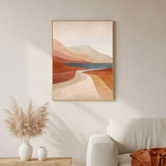 Arte de pared abstracto de río de terracota para s