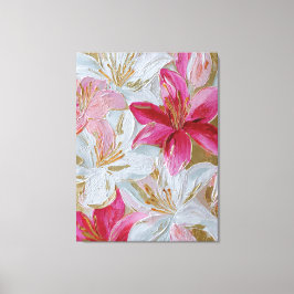 Arte de pared abstracto de textura de lirio rosa y