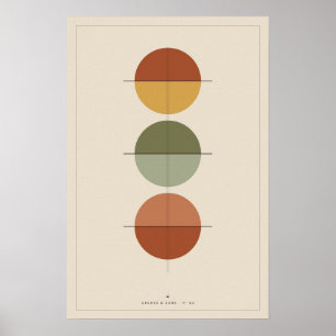 Arte de pared abstracto de tres soles, mediados de