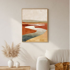 Arte de pared abstracto del río del desierto minim