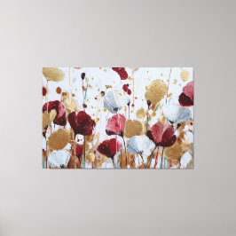 Arte de pared abstracto floral texturizado en rojo