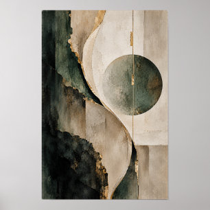 Arte de pared abstracto geométrico de círculo beig