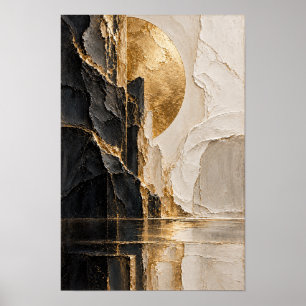 Arte de pared abstracto geométrico de marfil negro