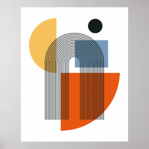 Arte de pared abstracto geométrico de mediados de