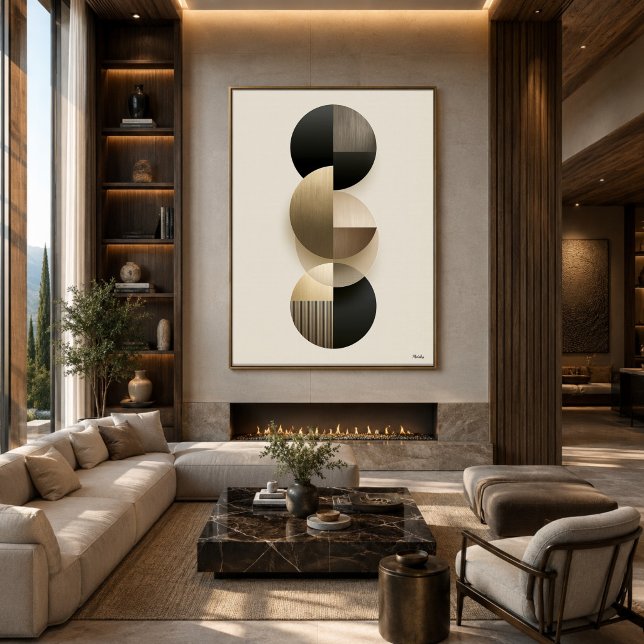 Arte de pared abstracto geométrico Japandi de lujo (Subido por el creador)