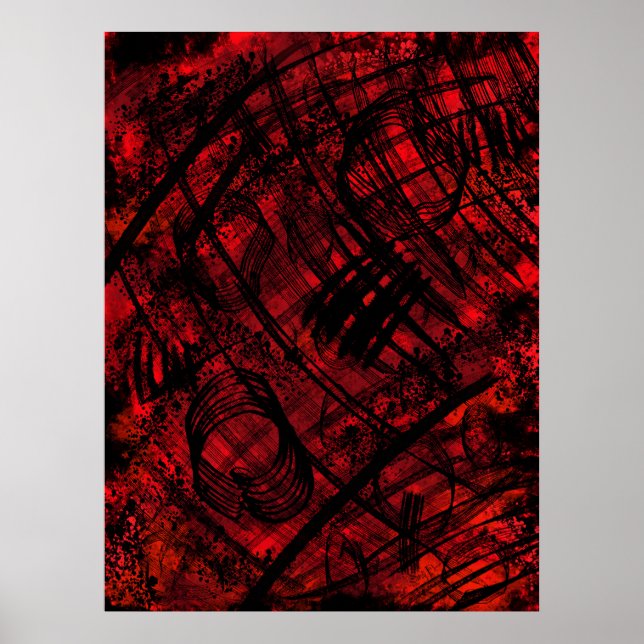 Arte de pared abstracto gótico oscuro Cartel rojo  (Frente)