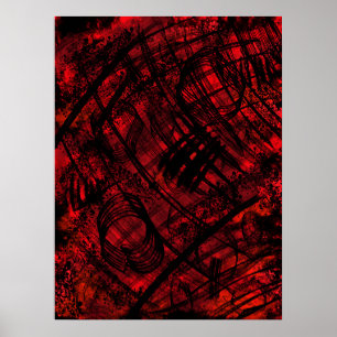 Arte de pared abstracto gótico oscuro Cartel rojo