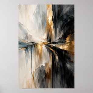 Arte de pared abstracto Horizonte de Oro Marfil Ne