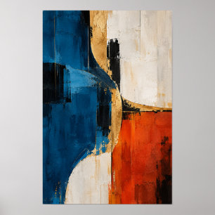 Arte de pared abstracto moderno Cobalt Ember