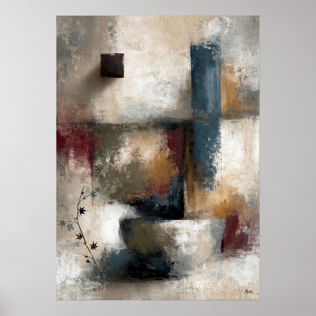 Arte de pared abstracto moderno de arce Wabi-Sabi  (Frente)