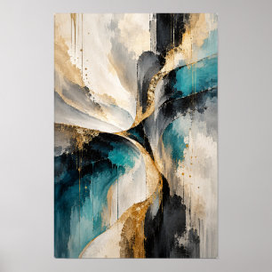 Arte de pared abstracto moderno de flujo dorado tu