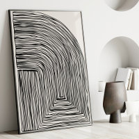 Arte de pared abstracto moderno en líneas negras y