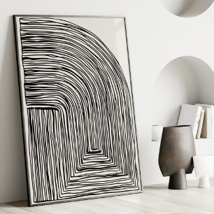 Arte de pared abstracto moderno en líneas negras y