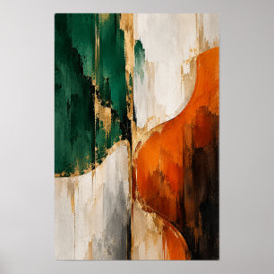 Arte de pared abstracto naranja quemado verde esme
