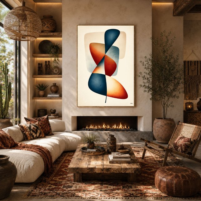 Arte de pared abstracto orgánico Japandi con forma (Subido por el creador)