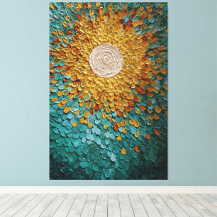 Arte de pared abstracto ráfaga de sol dorada con p