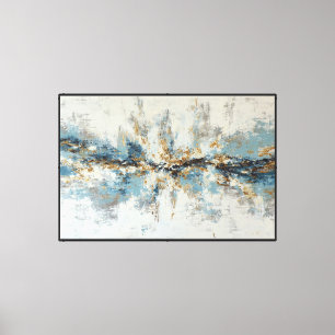 Arte de pared abstracto ráfaga radiante azul, gris