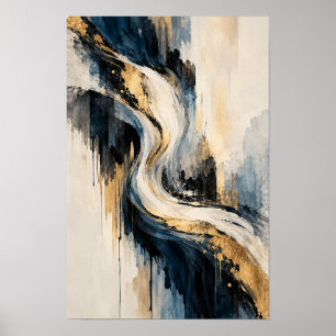 Arte de pared abstracto S-Curve Negro Oro Marina