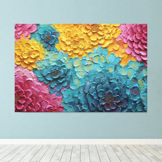 Arte de pared abstracto texturizado con flores de  (Insitu (piso de madera))
