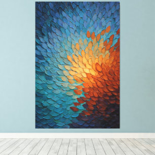 Arte de pared abstracto texturizado de azul radian