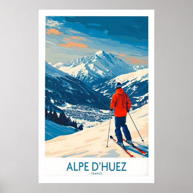 Arte de Pared Alpe dHuez Póster de Esquí 1 (Frente)