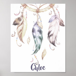 Arte de pared atrapasueños de pluma boho