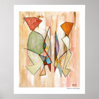 Arte de pared beige neutral pareja abstracta naran