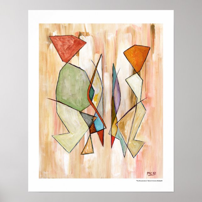 Arte de pared beige neutral pareja abstracta naran (Frente)