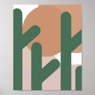 Arte de pared bohemio de plantas de cactus altas