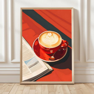 Arte de Pared Boho de Taza de Café, Póster de Café