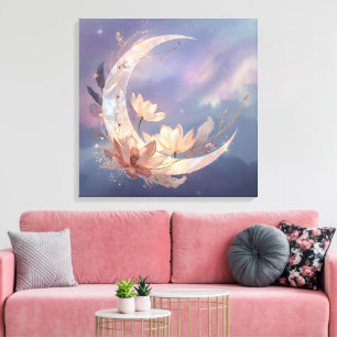 Arte de pared boho Luna Pluma Mística Espiritual