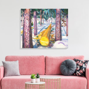 Arte de pared Bosque de troncos amarillos vintage