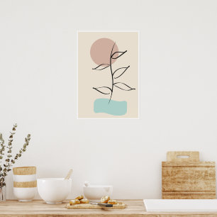 Arte de pared botánico abstracto – Arte de línea m