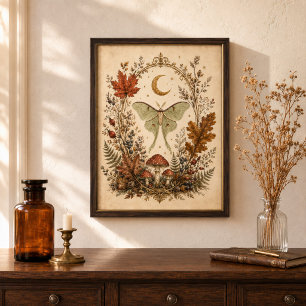 Arte de pared botánico brujo de la polilla luna vi