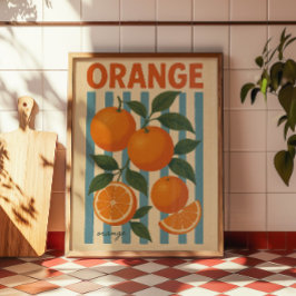 Arte de pared botánico de naranja vintage | Cocina