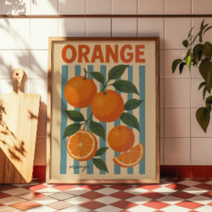 Arte de pared botánico de naranja vintage   Cocina