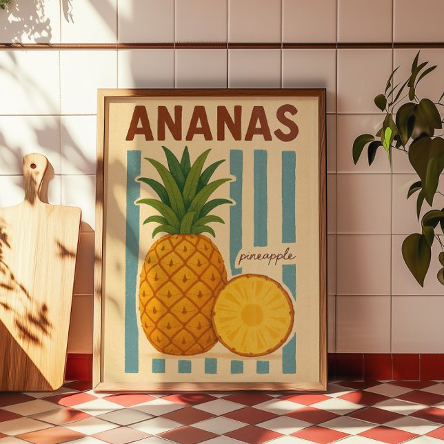 Arte de pared botánico de piña vintage (Subido por el creador)