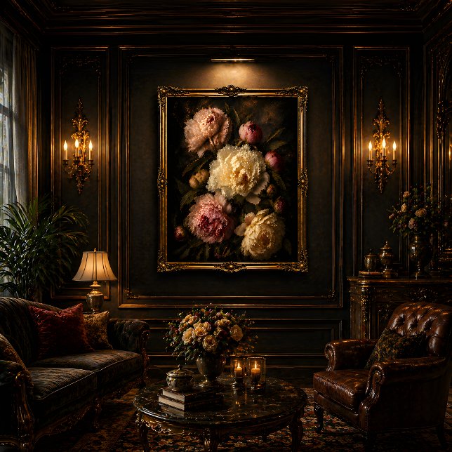 Arte de pared botánico vintage de peonía (Subido por el creador)