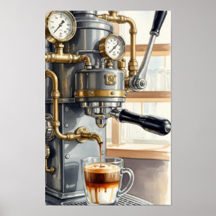 Arte de pared. Café de ambiente matutino
