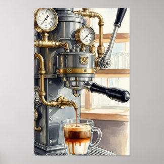 Arte de pared. Café de ambiente matutino