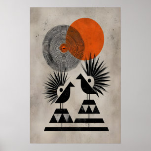 Arte de pared caprichoso aviario pájaros tribales 