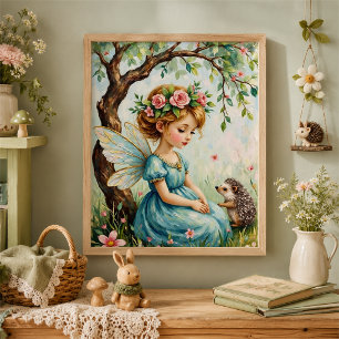 Arte de pared caprichoso de hada y erizo para guar