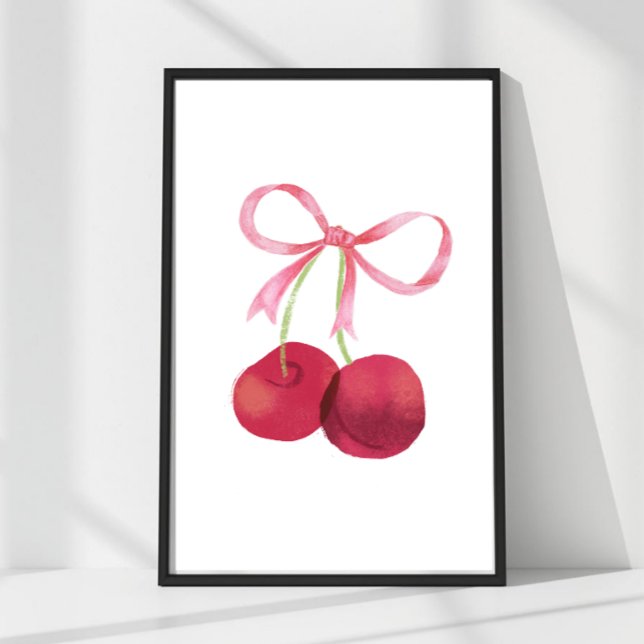 Arte de Pared Cherry & Bow – Póster de 24x36, Guar (Cherry & Bow Wall Art – Available in 24x36, 16x24, 12x18, 8x12 & 4x6. Perfect for nurseries, kitchen)