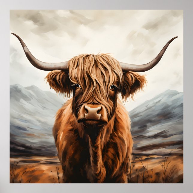 Arte de pared con acuarela de la moderna Highland  (Frente)