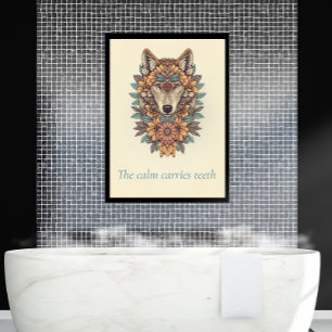 Arte de pared con cita boho de lobo floral en lien